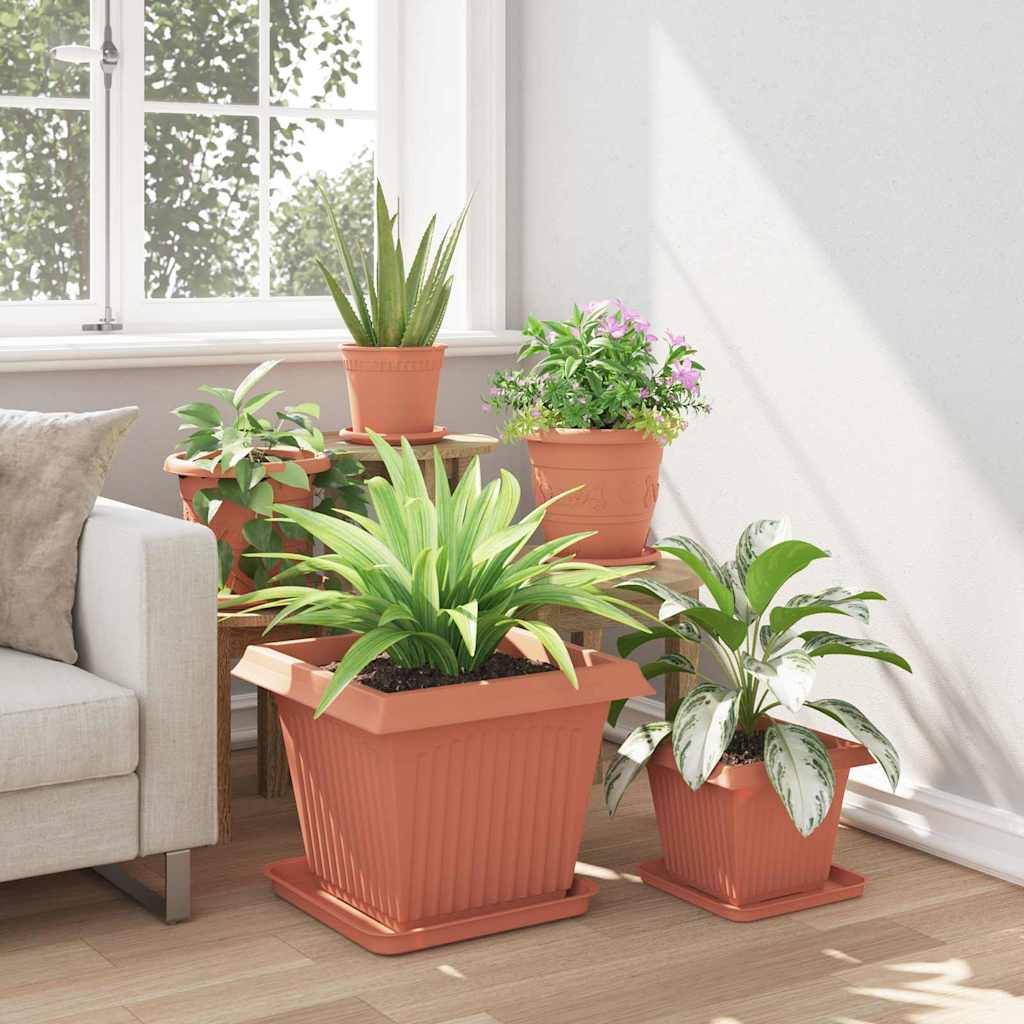 ComfortXL - Grands pots carrés plastique extérieur aménagement terrasse 43x43x33cm rouge - ComfortXL Outdoor Living - Image 4
