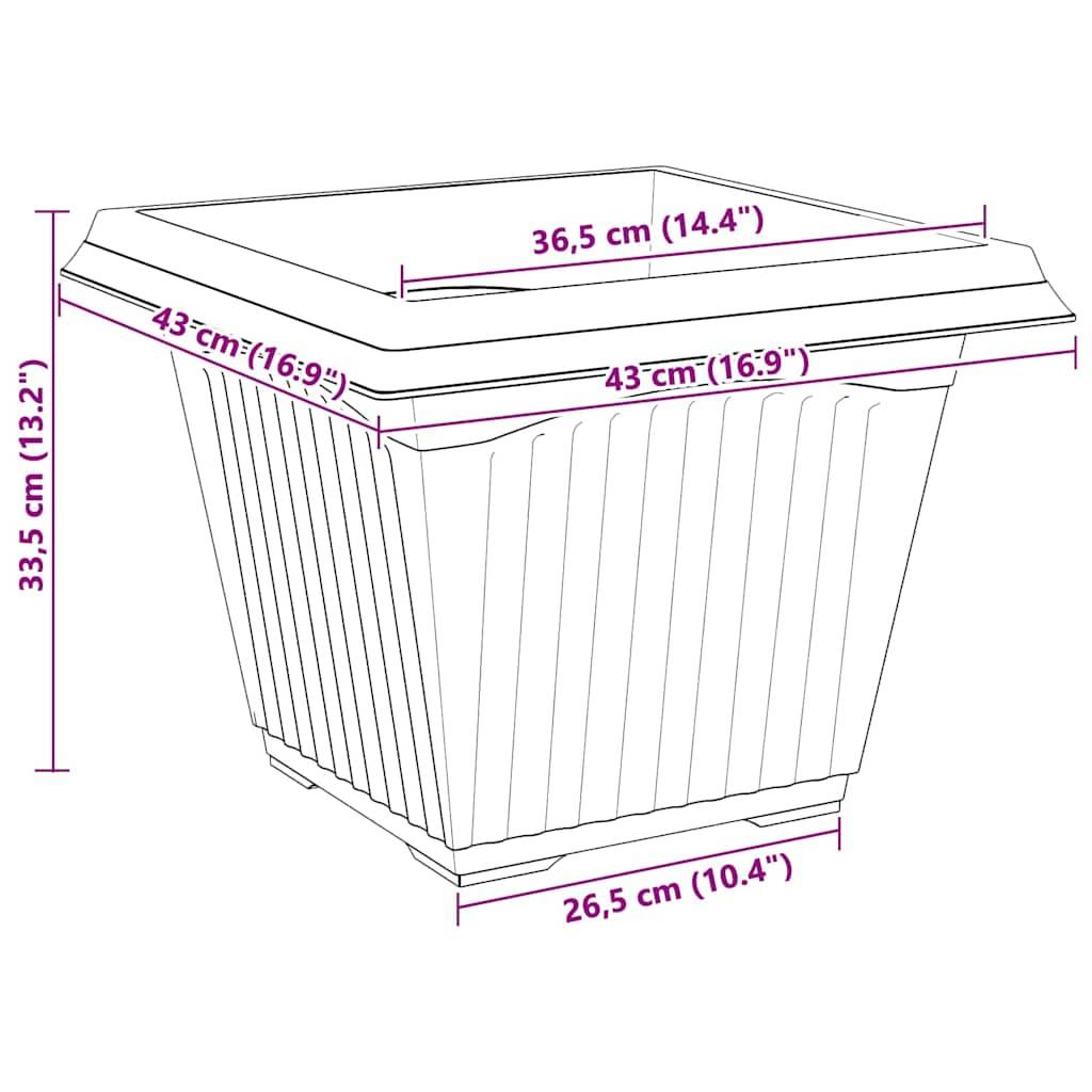 ComfortXL - Grands pots carrés plastique extérieur aménagement terrasse 43x43x33cm rouge - ComfortXL Outdoor Living - Image 9