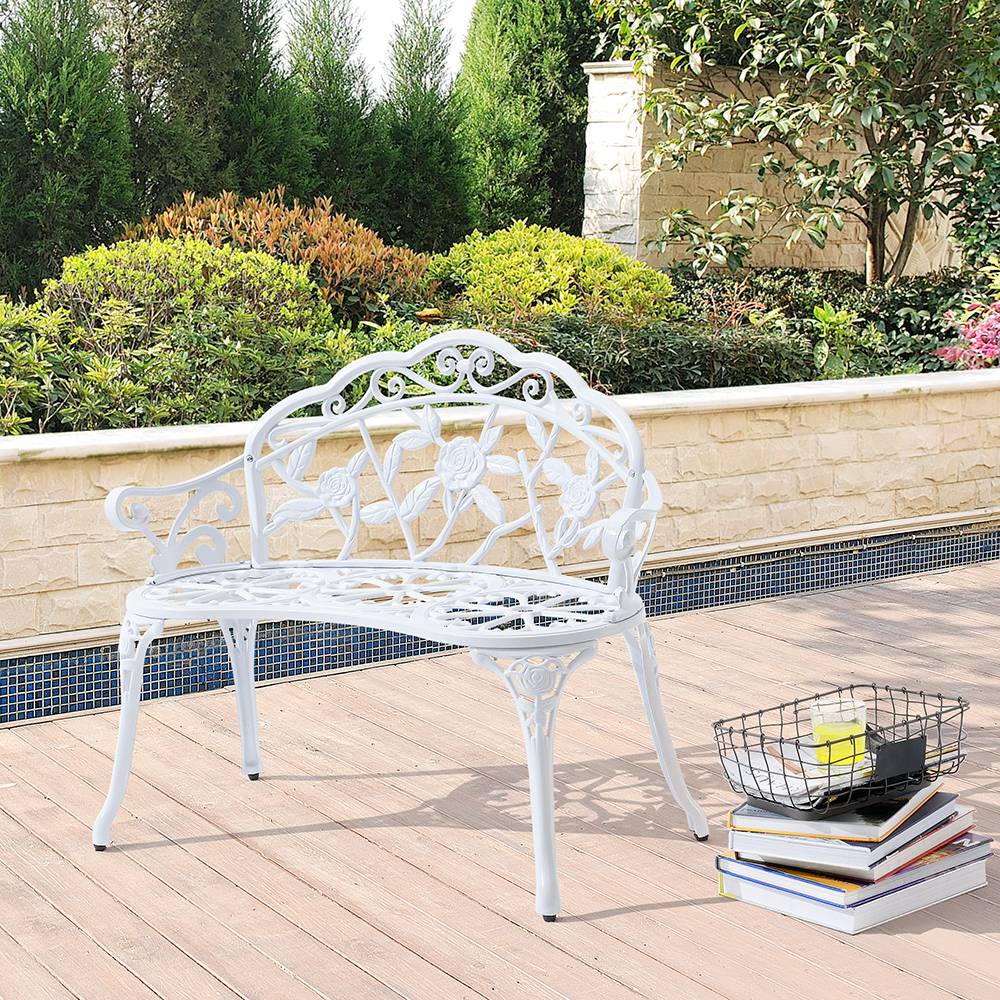Casa.Pro - Banc de Jardin Monfalcone Fonte et Aluminium Blanc casa.pro - Image 2