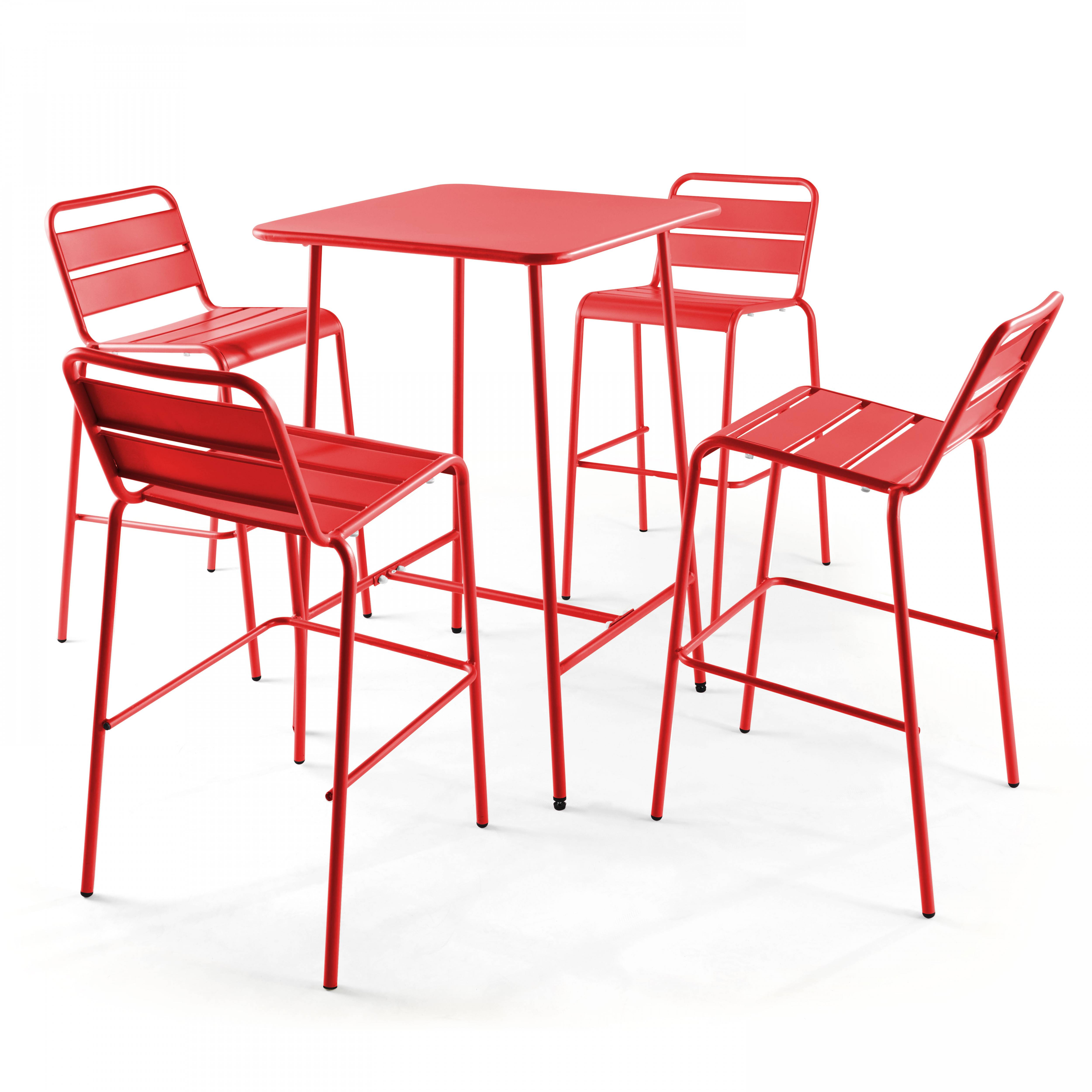 Oviala - Table haute de jardin carrée en acier rouge Palavas - Oviala - Image 6