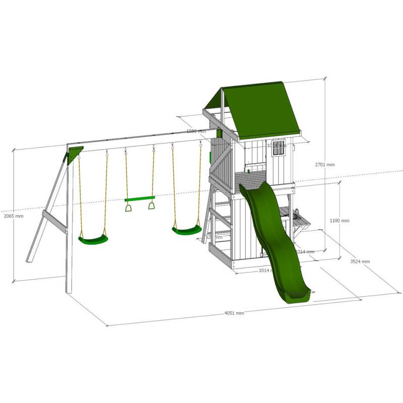 Abracadaprout - Aire de jeux extérieur bois thermo-traité 405x352 cm avec balançoires et toboggan bleu Abracadaprout - Image 7