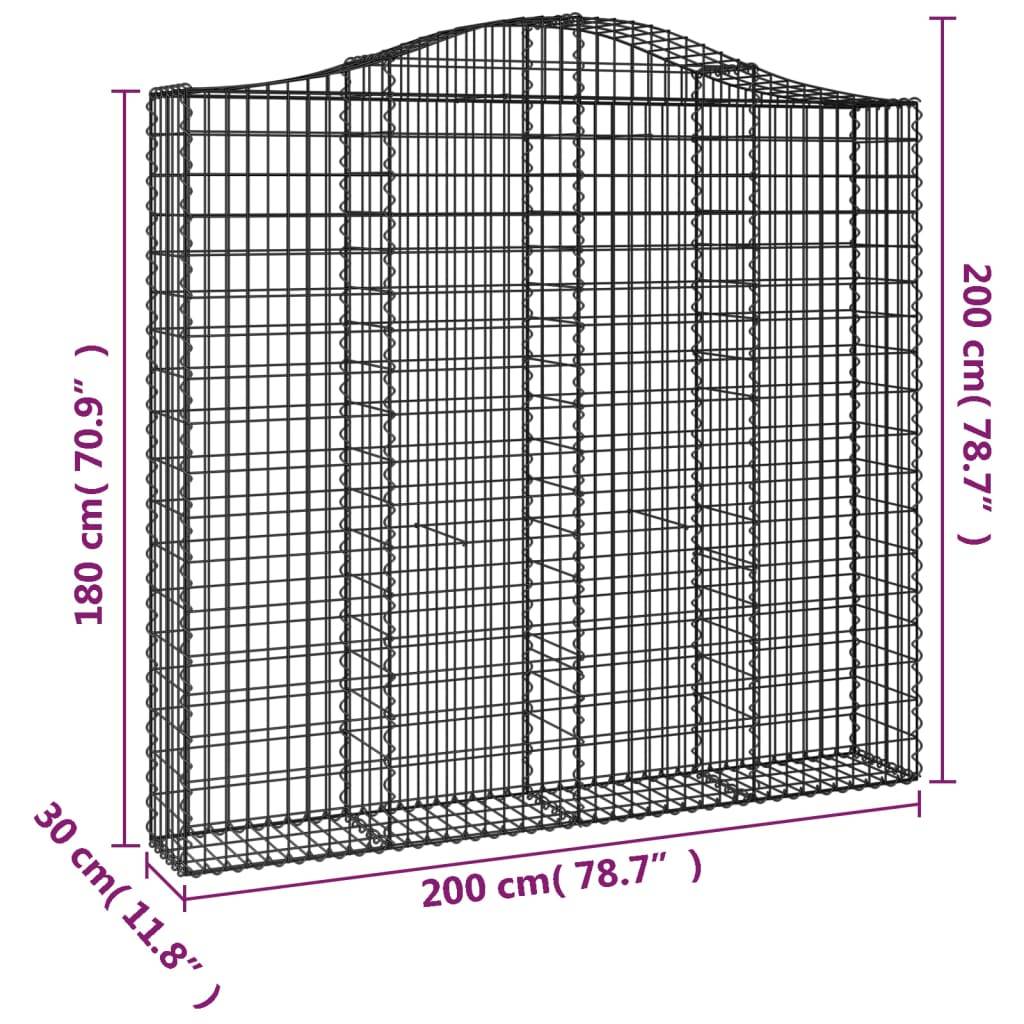 Vidaxl - Panier de gabions arqué 200x30x180/200 cm Fer galvanisé vidaXL 153389 - Image 3