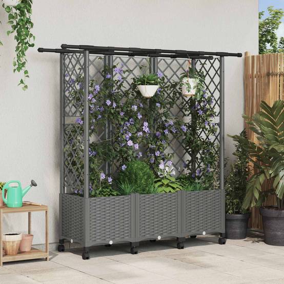 ComfortXL - Potager surélevé PP avec treillis support plantes grimpantes toit suspendu 163x40x142cm - ComfortXL Outdoor Living - Image 1
