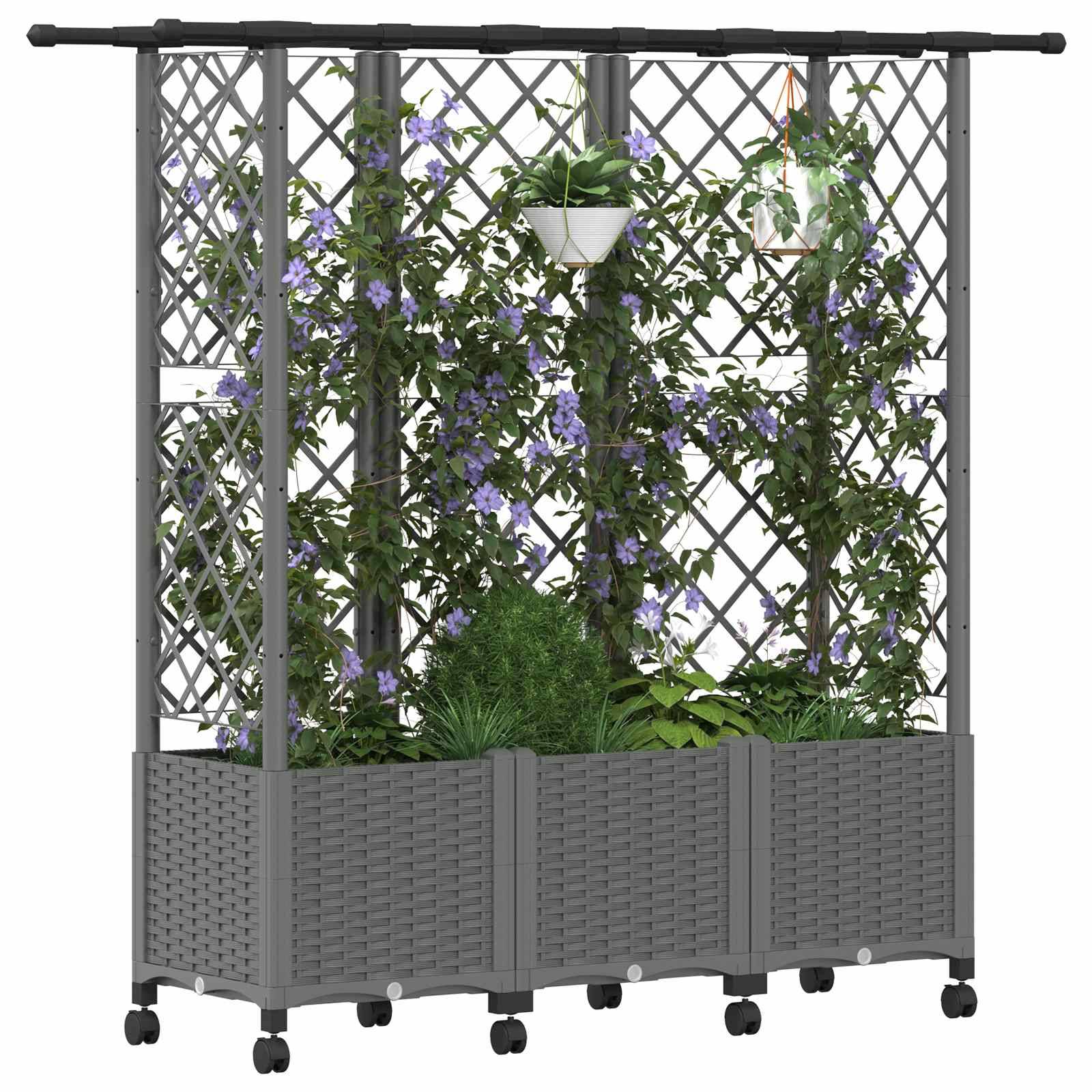 ComfortXL - Potager surélevé PP avec treillis support plantes grimpantes toit suspendu 163x40x142cm - ComfortXL Outdoor Living - Image 3