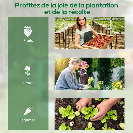 Carré potager serre acier galvanisé jardin protection plantes fond ouvert 70x90cm gris - ComfortXL Outdoor Living - Image 9