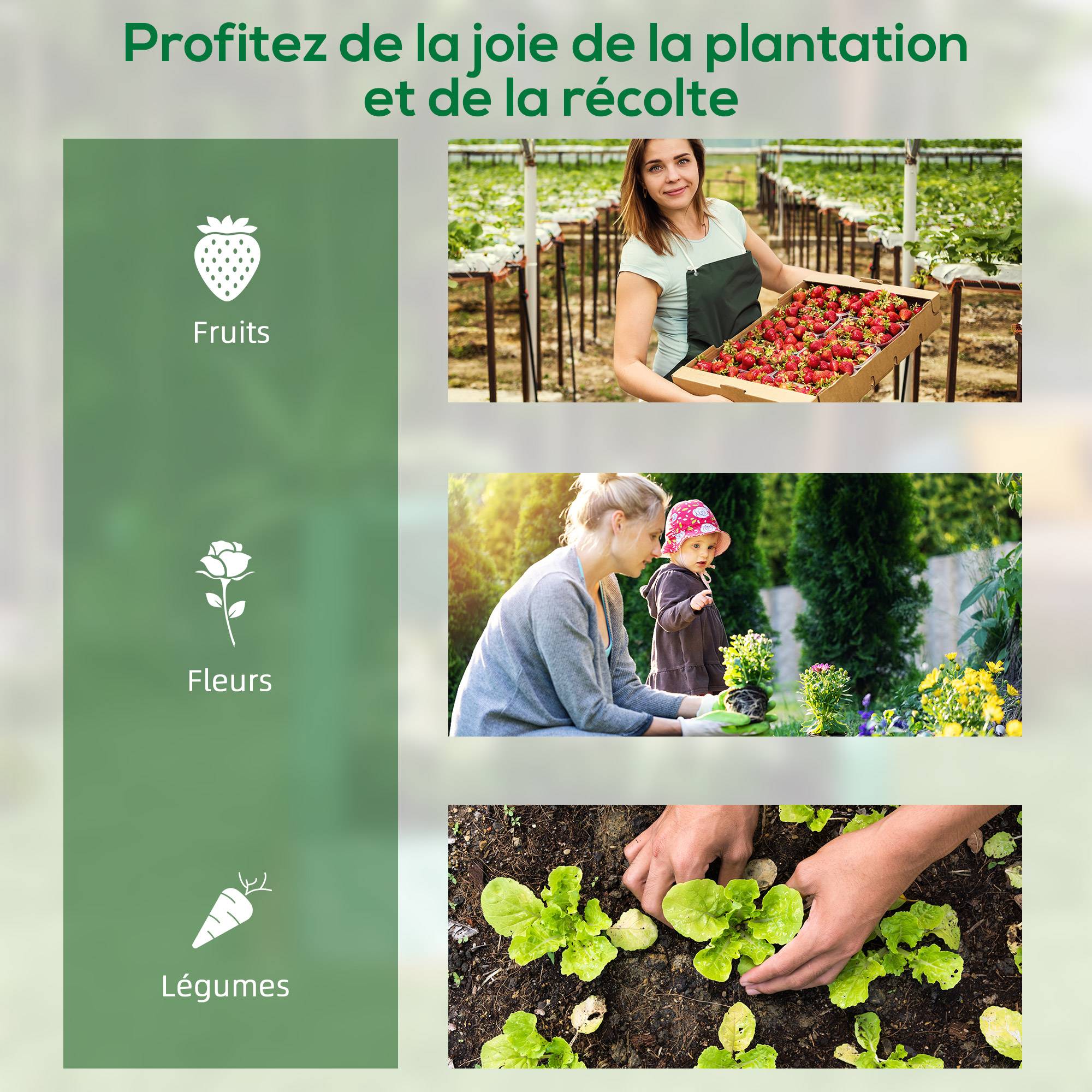 Carré potager serre acier galvanisé jardin protection plantes fond ouvert 70x90cm gris - ComfortXL Outdoor Living - Image 9