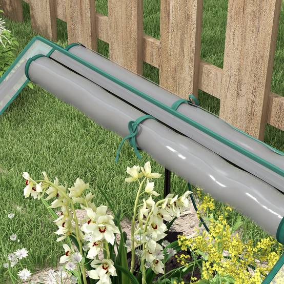 Carré potager serre acier galvanisé jardin protection plantes fond ouvert 70x90cm gris - ComfortXL Outdoor Living - Image 10