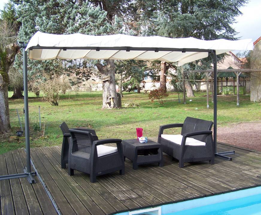 Habrita - Pergola marquise 3,60 x 2,50 m - toile pivotante et extensible Habrita - Image 7