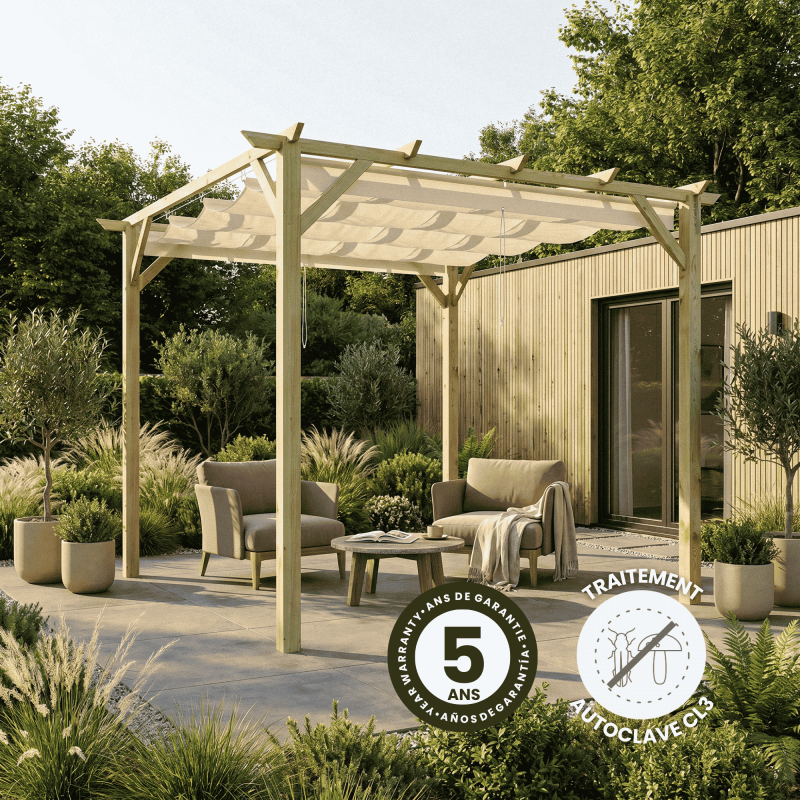 Cerland - PERGOLA CARRÉ EN BOIS TRAITÉ 3X3M - Image 3