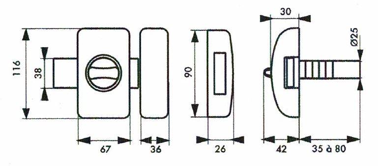 Verrou universel à bouton THIRARD cylindre languette HG5 + 3 clés - Argent - 00080471 - Image 1