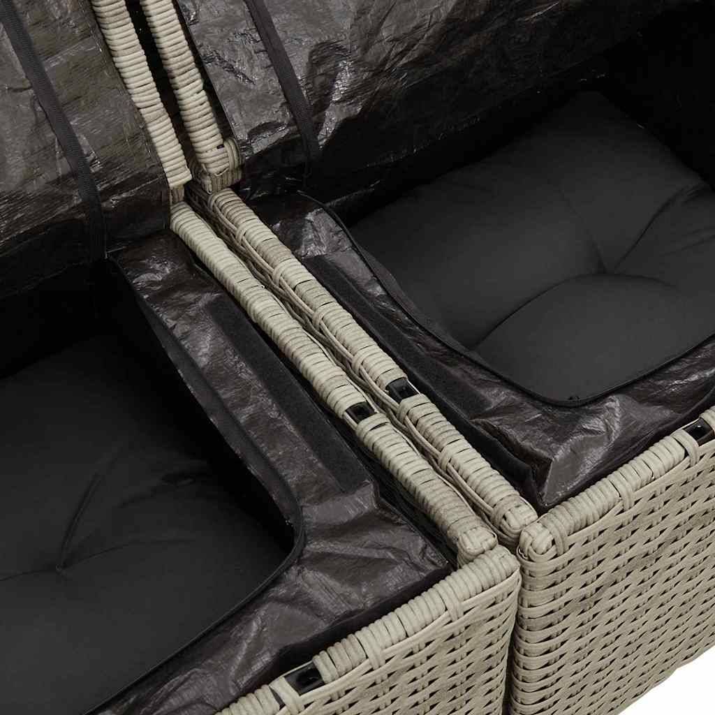 Salon de jardin modulable 6 pièces en poly rotin pour 5 convives Gris clair – ComfortXL Outdoor Living - Image 7