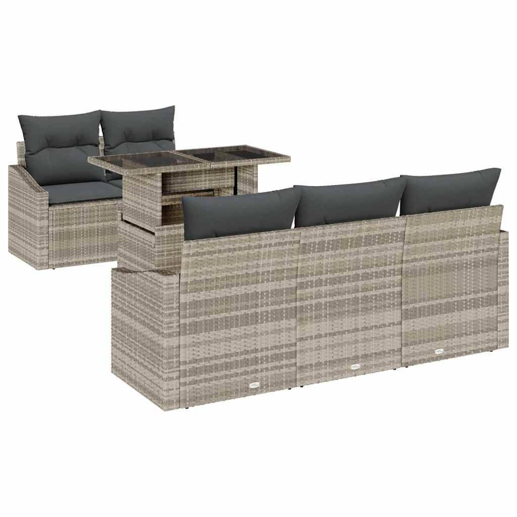Salon de jardin modulable 6 pièces en poly rotin pour 5 convives Gris clair – ComfortXL Outdoor Living - Image 2