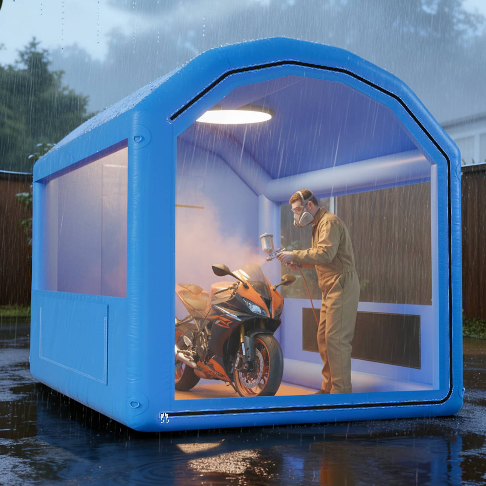 Vevor - VEVOR Cabine de Peinture Gonflable Tente de Pulvérisation 3x2,5x2,5 m Toit Rond - Image 8