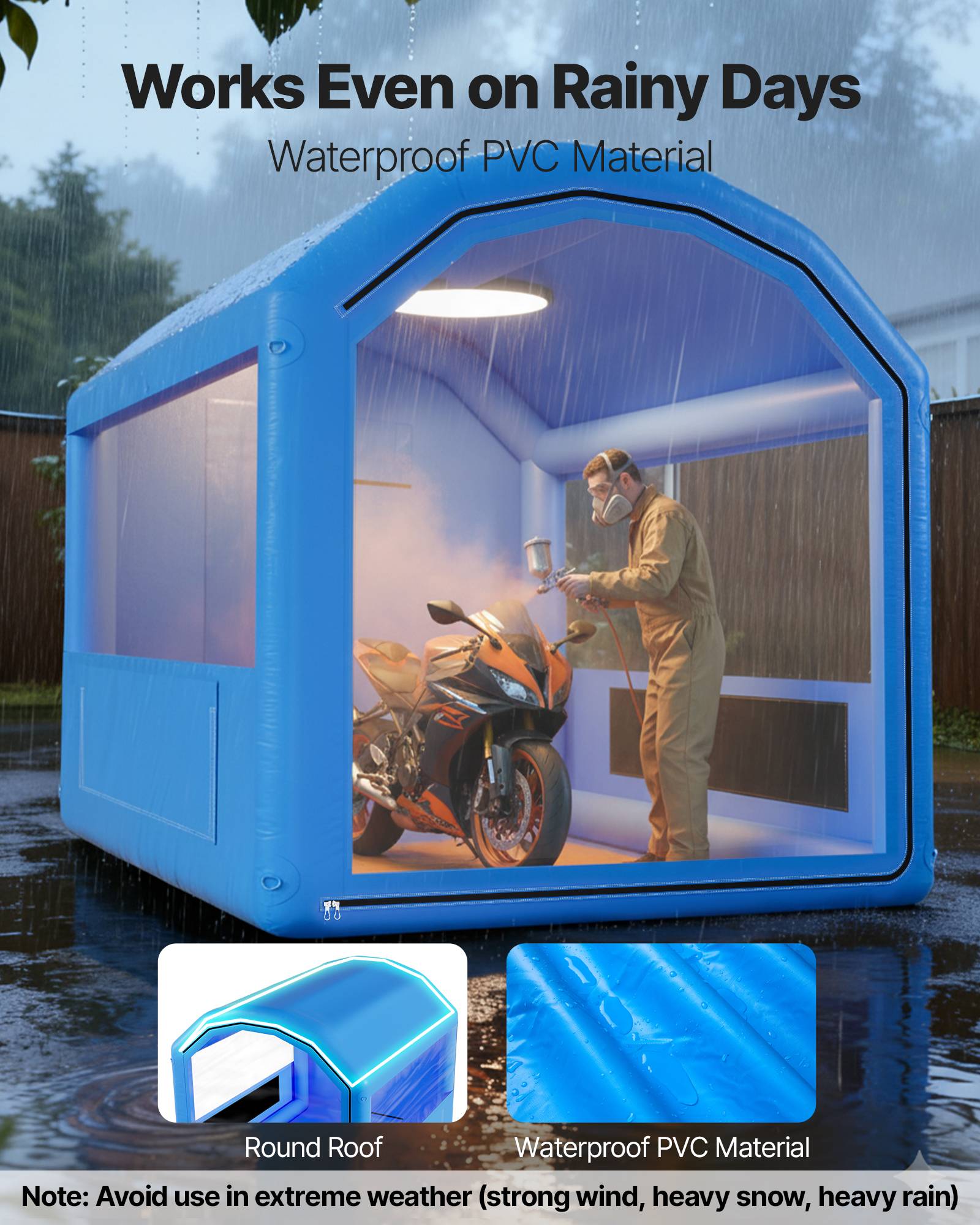 Vevor - VEVOR Cabine de Peinture Gonflable Tente de Pulvérisation 3x2,5x2,5 m Toit Rond - Image 3