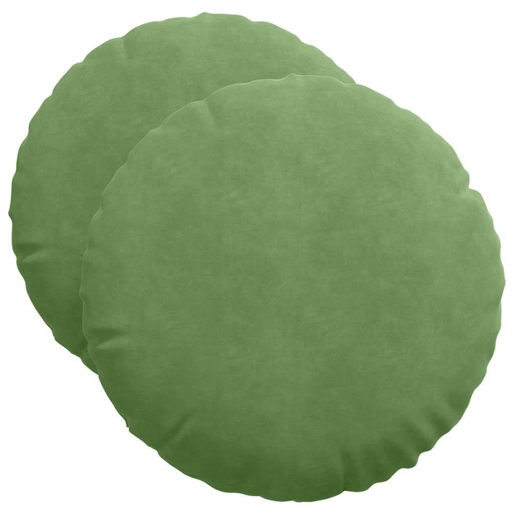 Coussins de siège 2 pcs Vert clair Ø 40 x 13 cm Velours Maison Chic - Image 1