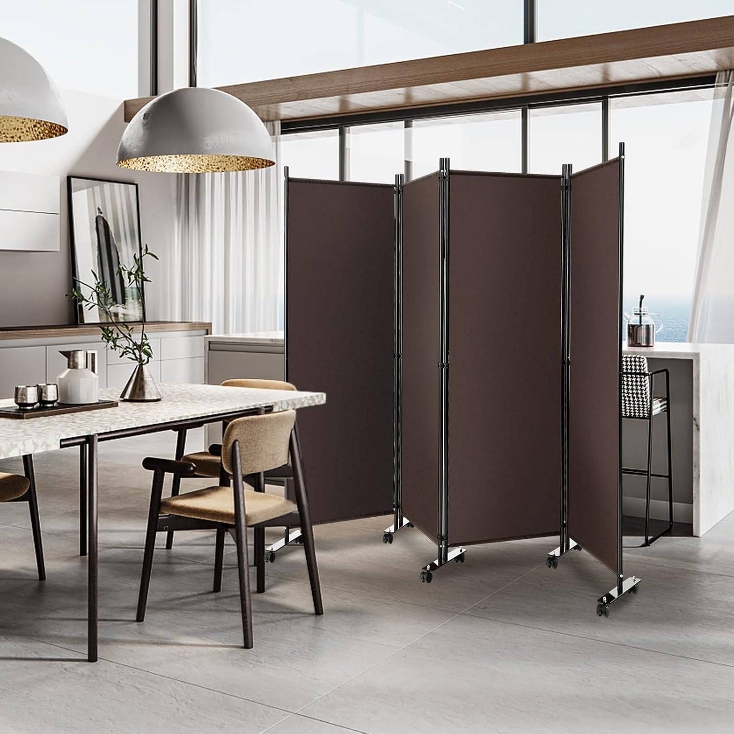Ansobea Paravent Séparateur De Pièce Sur Roulettes Pliable 3 Panneaux - Cloison 263 X 181 X 30 Cm Pour Chambre Et Salon