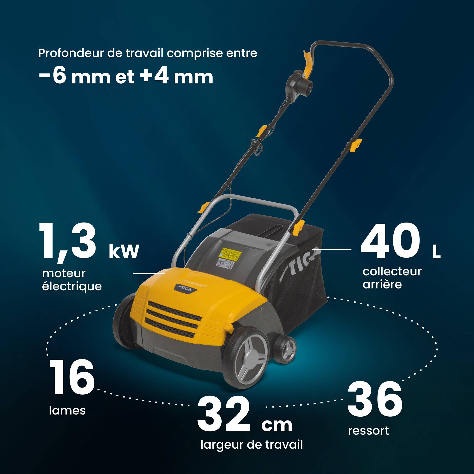 Stiga - Scarificateur SV 213 E, moteur 1300 W, 16 lames, 36 ressorts, collecteur 40 L - STIGA - Image 5