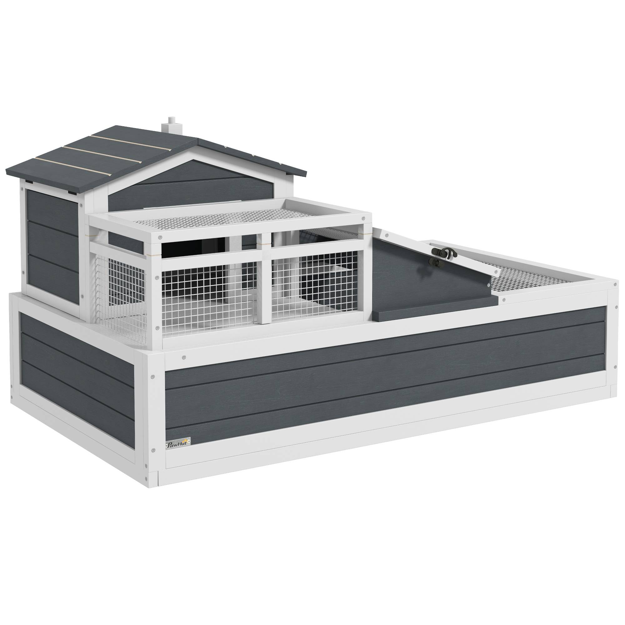 Sans Marque - Maison pour tortues, 2 niveaux, pour usage intérieur et extérieur, balcon, bois de sapin, gris - Image 2