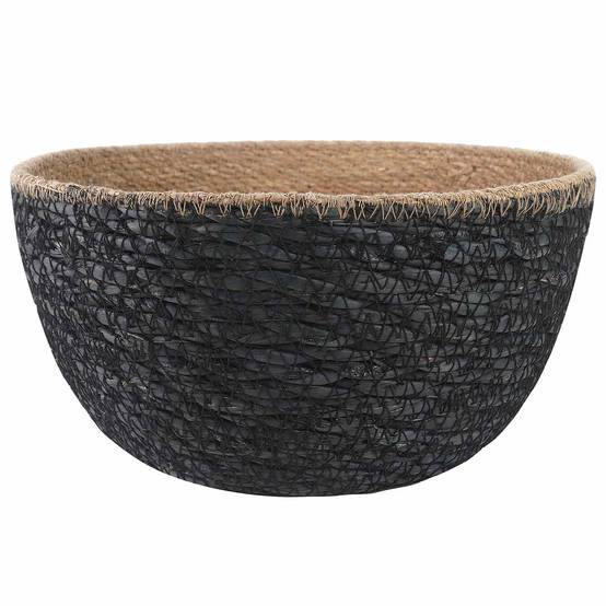 Lot de 2 pots de fleurs herbe de mer noir 22 x 22 x 20 cm - PANGIVO - Image 2