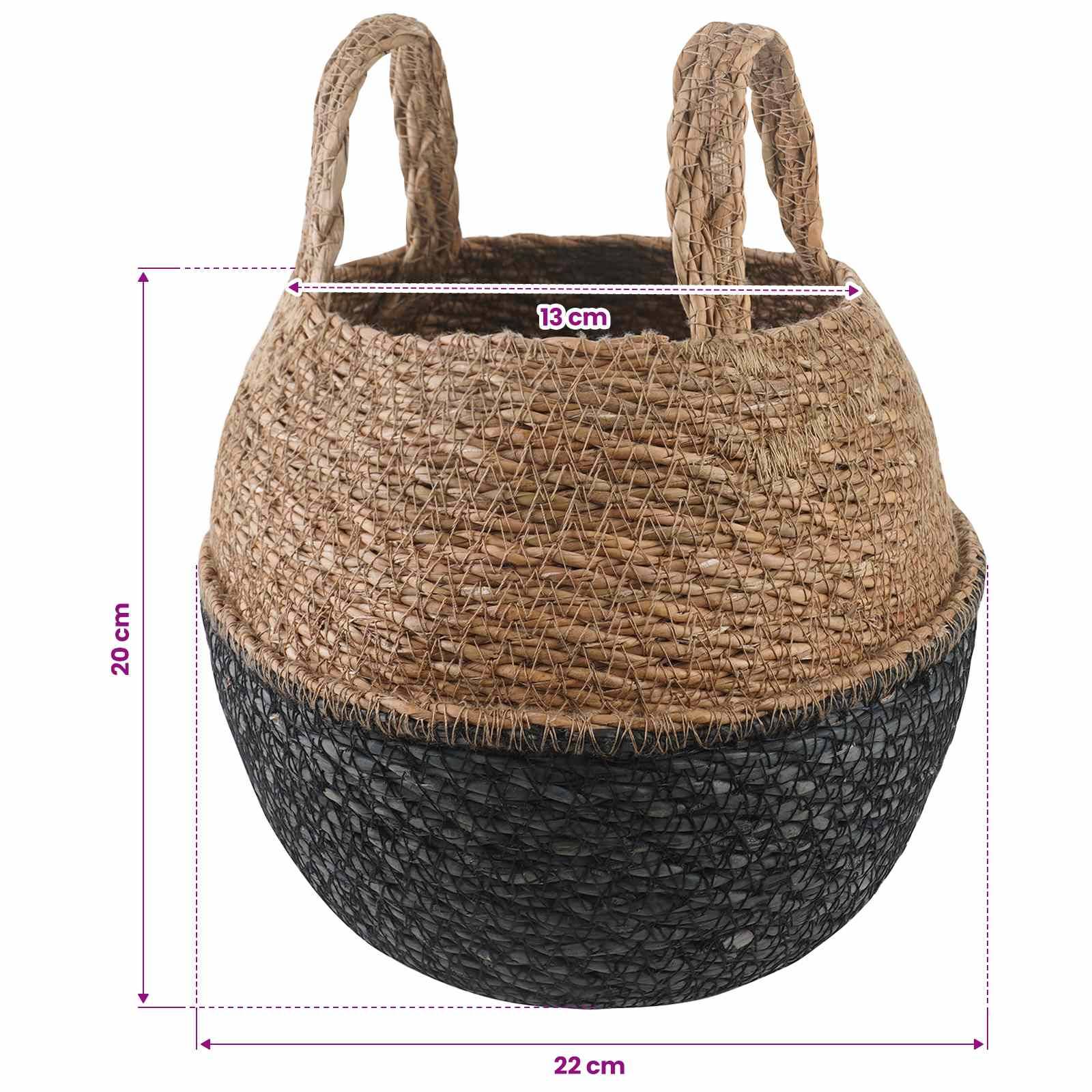 Lot de 2 pots de fleurs herbe de mer noir 22 x 22 x 20 cm - PANGIVO - Image 5