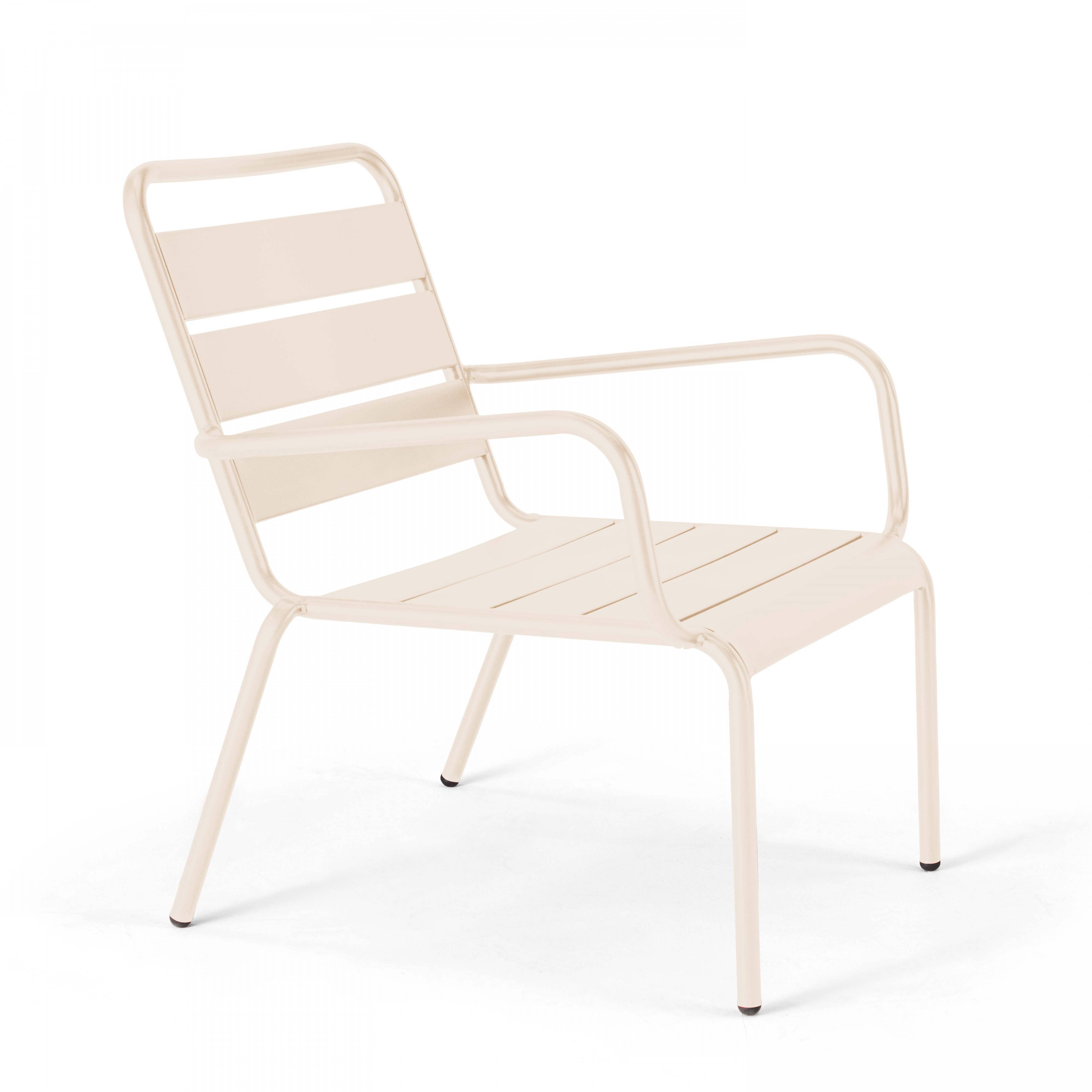 Oviala - Fauteuil relax et repose pied en métal ivoire Palavas - Oviala - Image 5