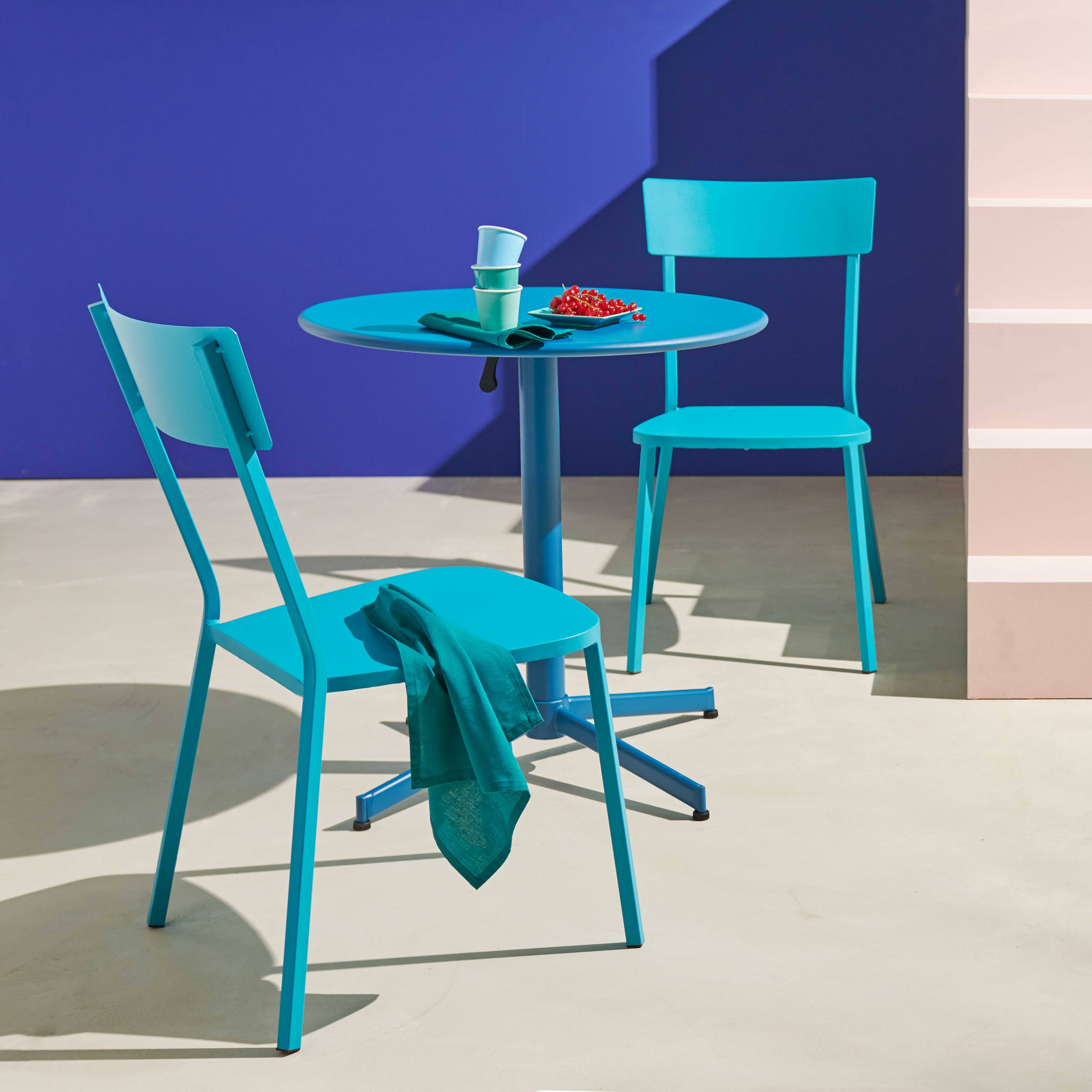Oviala - Chaise de jardin en métal bistrot bleu - Oviala - Image 5