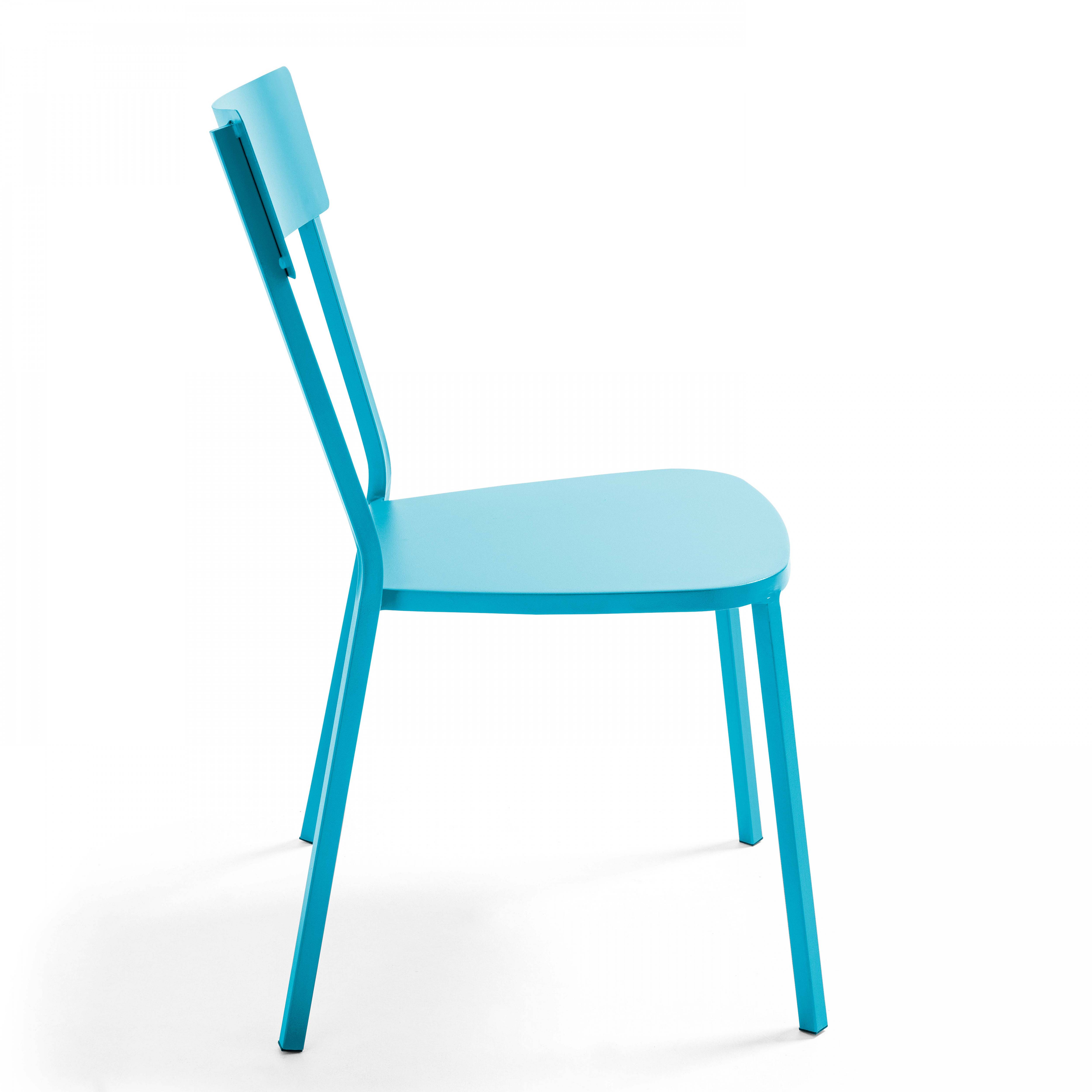 Oviala - Chaise de jardin en métal bistrot bleu - Oviala - Image 3