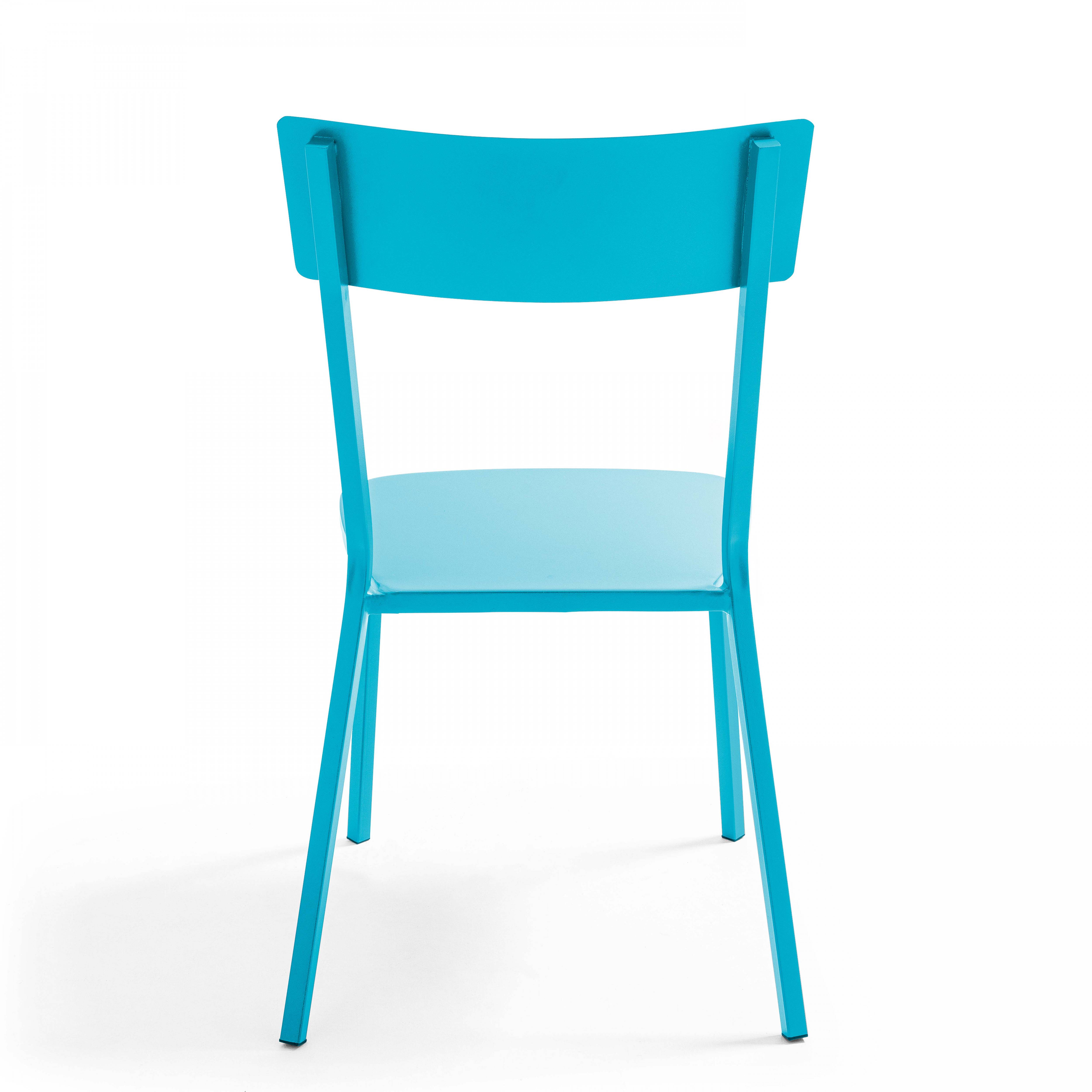 Oviala - Chaise de jardin en métal bistrot bleu - Oviala - Image 4