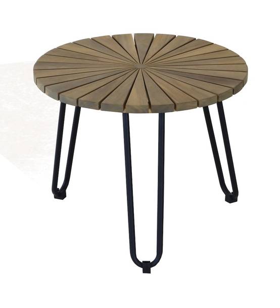 Proloisirs - Table basse - COFFEE - Acacia FSC 100% - Pied en acier noir - 50 x 44 cm