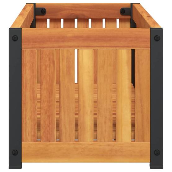 Jardinière - Pot De Fleurs - Bac à Fleurs 80x30x27,5 cm bois massif d'acacia et acier g1097 - Image 5