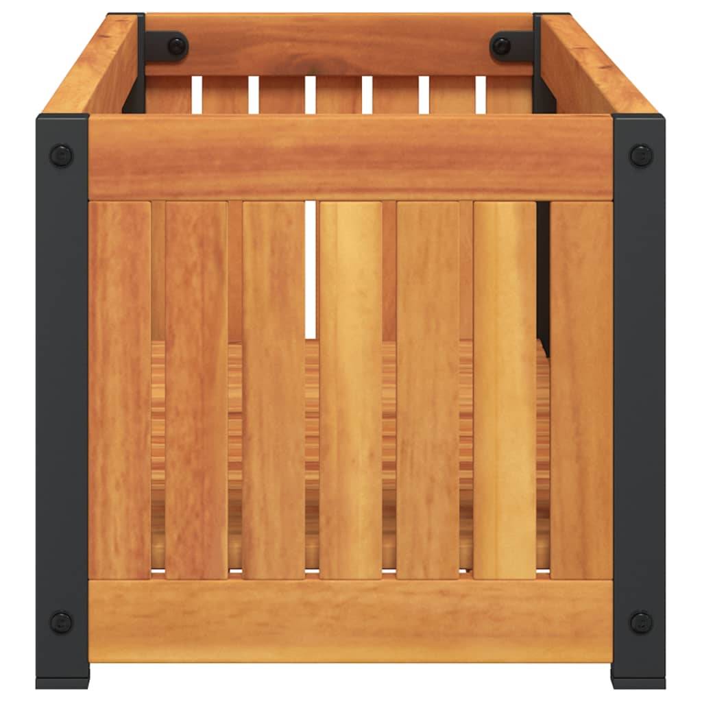 Jardinière - Pot De Fleurs - Bac à Fleurs 80x30x27,5 cm bois massif d'acacia et acier g1097 - Image 5