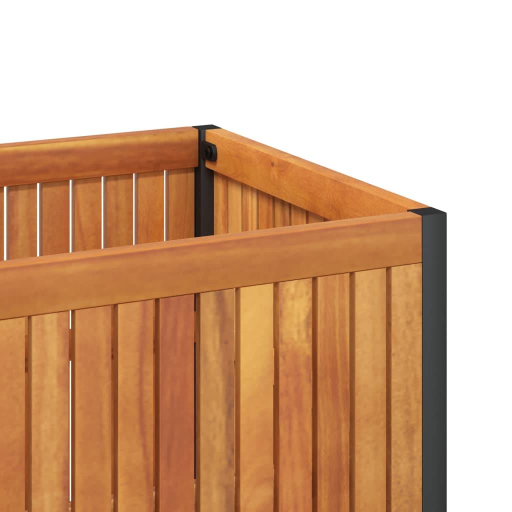 Jardinière - Pot De Fleurs - Bac à Fleurs 80x30x27,5 cm bois massif d'acacia et acier g1097 - Image 8