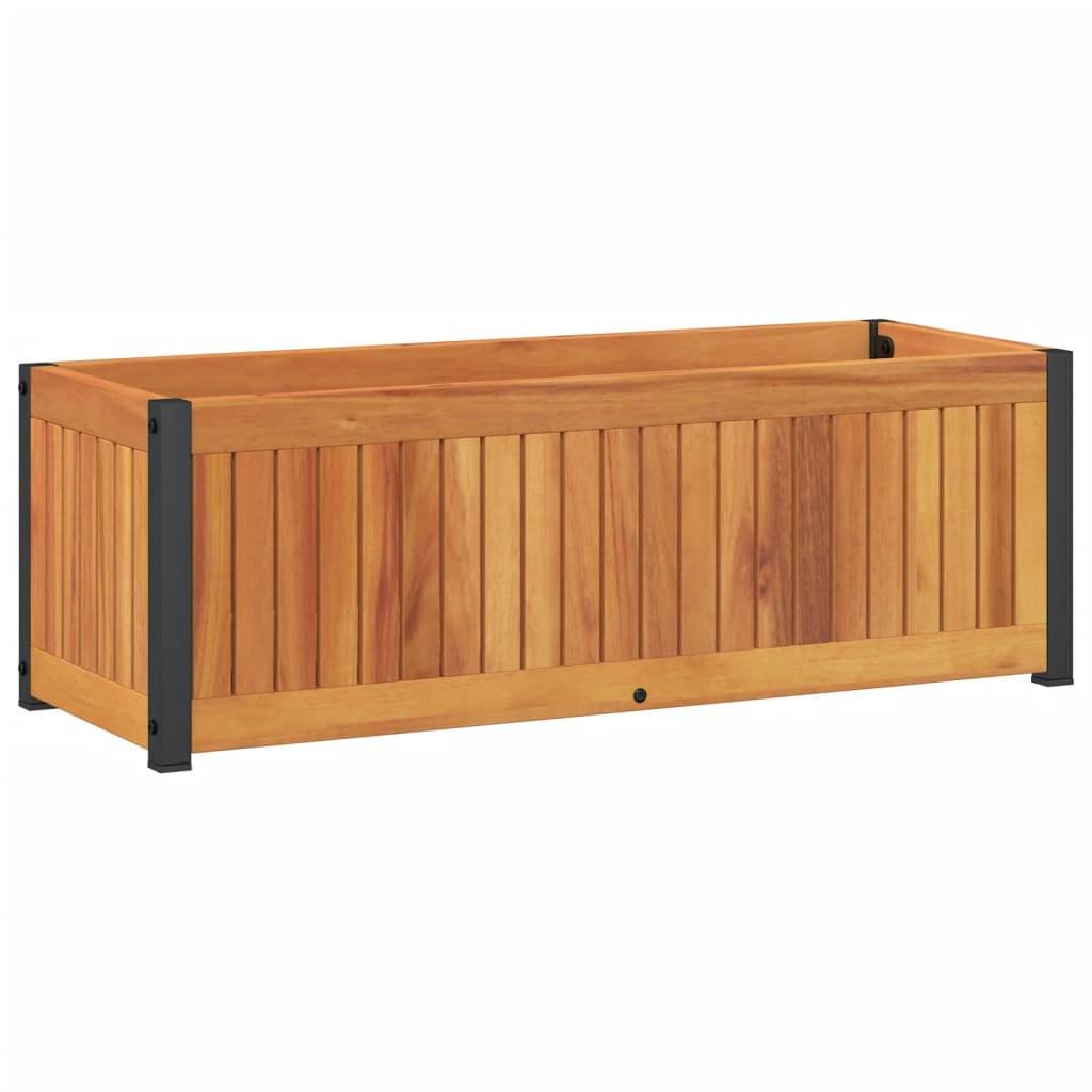 Jardinière - Pot De Fleurs - Bac à Fleurs 80x30x27,5 cm bois massif d'acacia et acier g1097 - Image 1