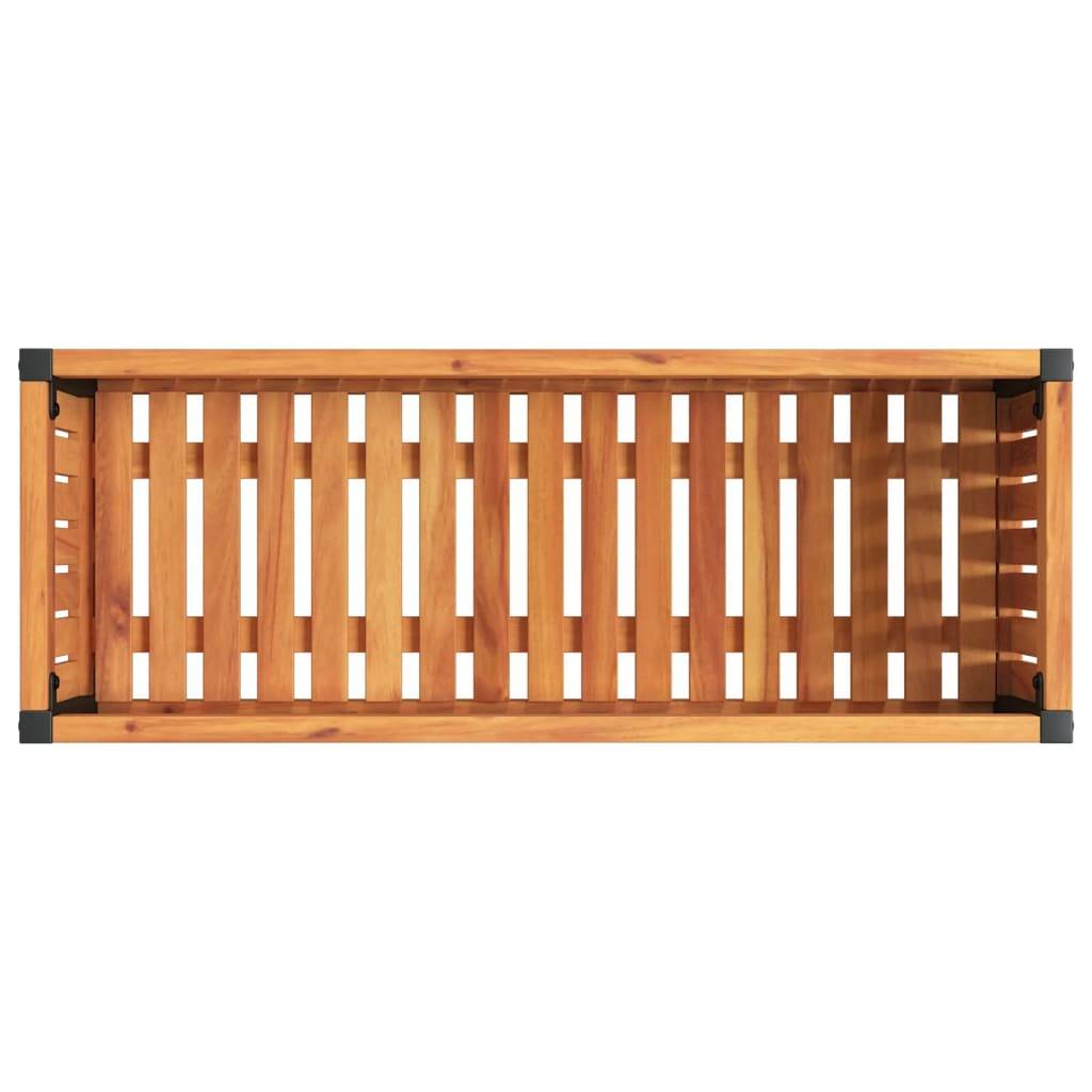 Jardinière - Pot De Fleurs - Bac à Fleurs 80x30x27,5 cm bois massif d'acacia et acier g1097 - Image 7