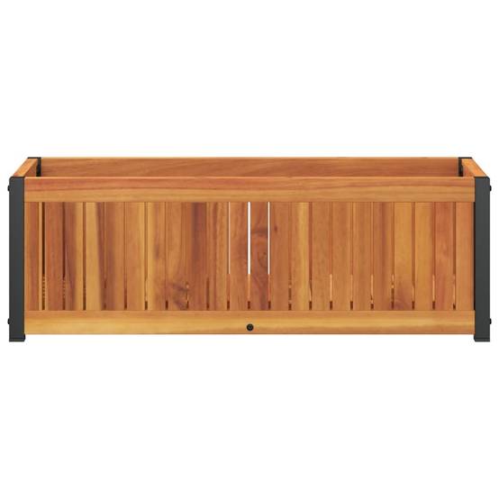 Jardinière - Pot De Fleurs - Bac à Fleurs 80x30x27,5 cm bois massif d'acacia et acier g1097 - Image 4