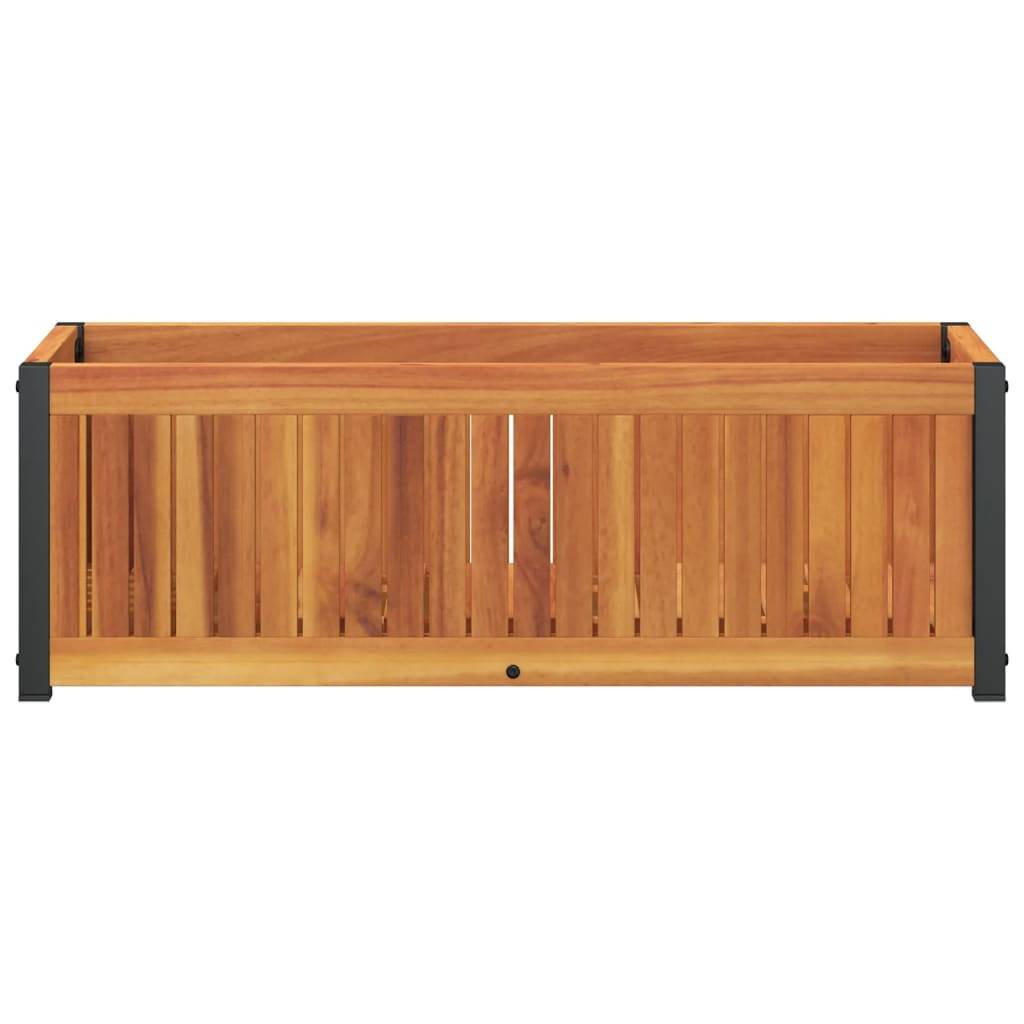 Jardinière - Pot De Fleurs - Bac à Fleurs 80x30x27,5 cm bois massif d'acacia et acier g1097 - Image 4