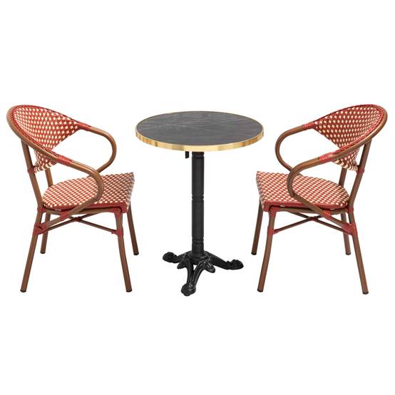 Oviala - Table de terrasse 60 cm inclinable marbre noir et 2 chaises rouge Montmartre - Oviala - Image 5