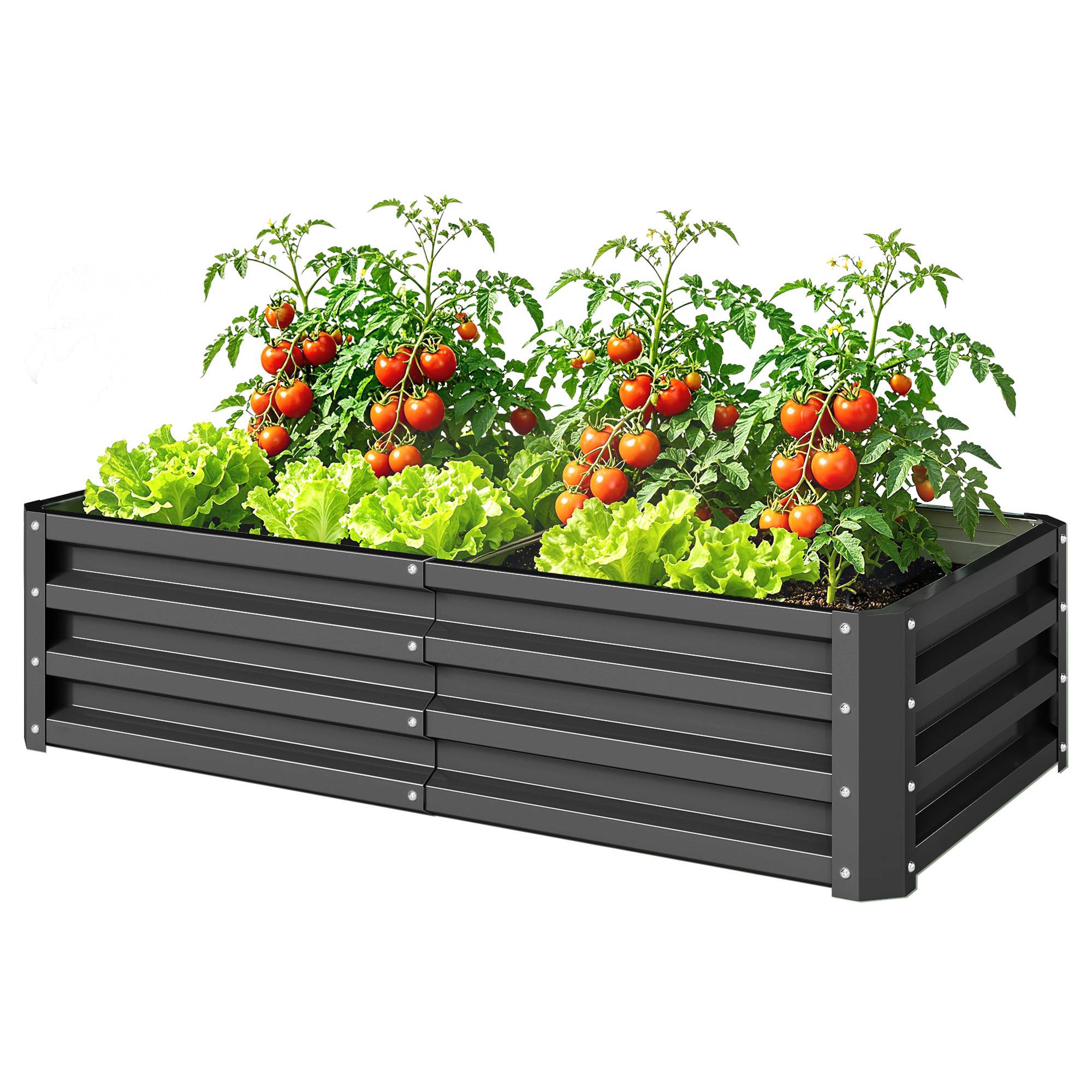 Sans Marque - Carré potager de jardin rectangulaire tôle d'acier ondulée 120 x 60 x 30,5 cm gris - Image 2