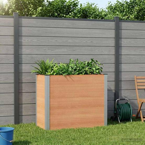 ComfortXL - Jardinière Surélevée WPC Aluminium Culture Légumes Fleurs 100x50x91cm Marron - ComfortXL Outdoor Living - Image 1