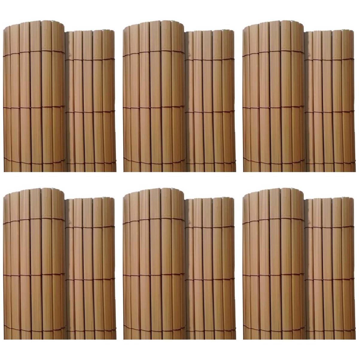 Canisse en PVC effet teck double face qualité + (Lot de 6) - Image 1
