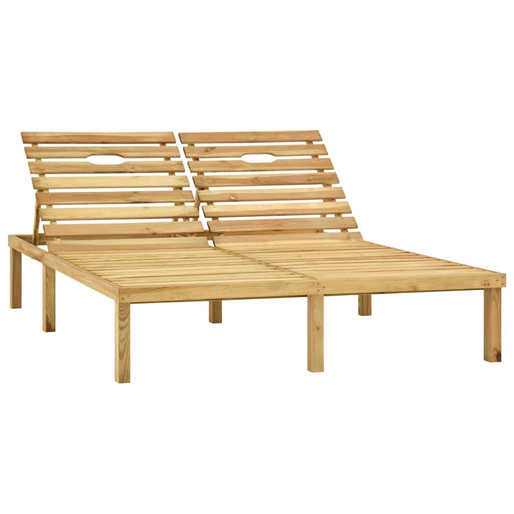 Helloshop26 - Transat chaise longue bain de soleil lit de jardin terrasse meuble d'extérieur double avec coussins anthracite pin imprégné - Image 2