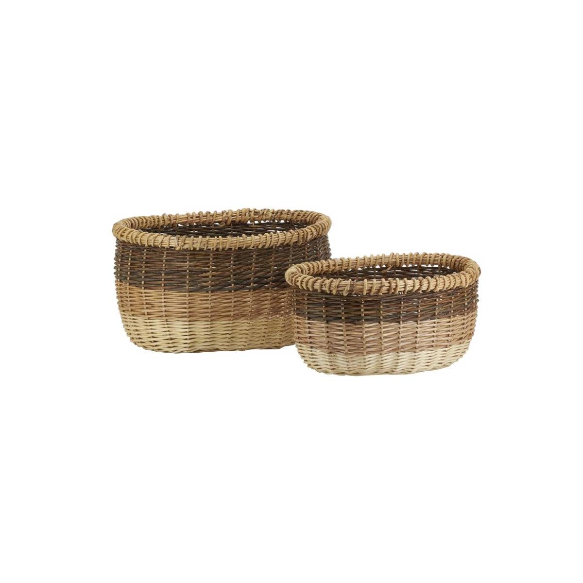 Aubry Gaspard - Corbeilles ovales en osier 3 tons (lot de 2) - Image 1