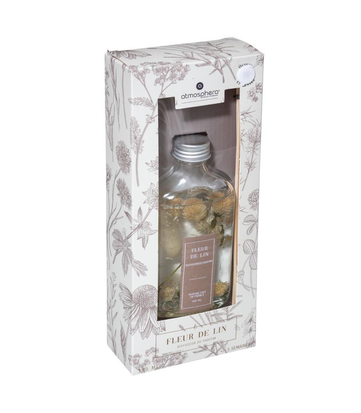 Diffuseur de parfum Fleur de lin 180 ml avec 6 bâtonnets - Image 2