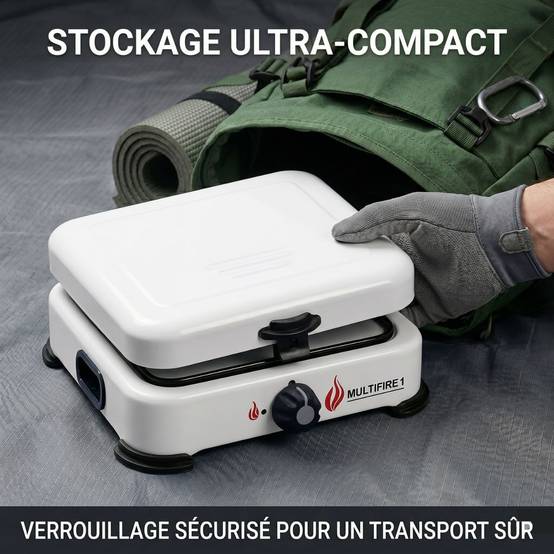Réchaud à gaz portable 1 feu 1500W Blanc Brûleur fonte amovible Gaz butane/propane Cuisson d'appoint Exterieure Camping GOLD - Image 4