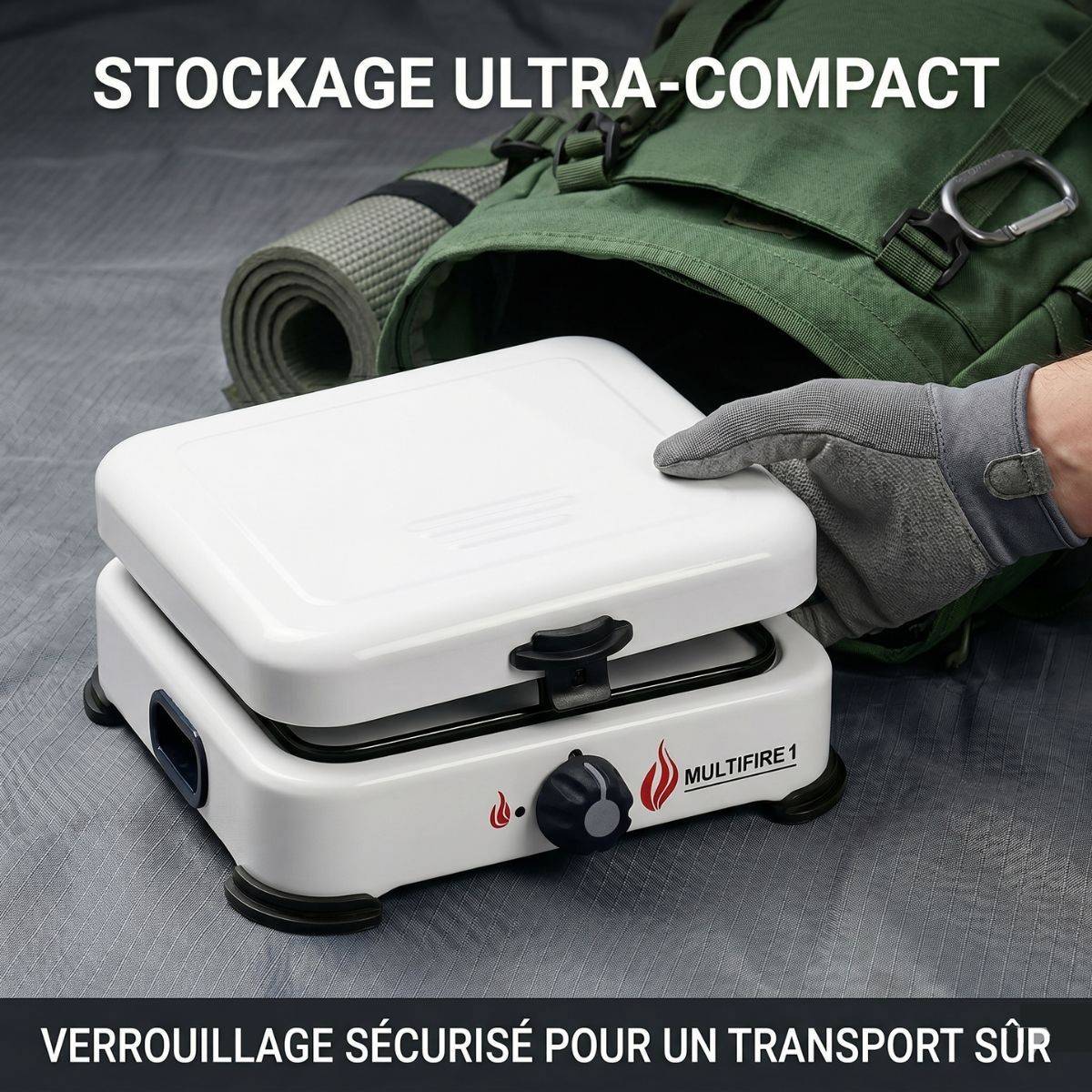 Réchaud à gaz portable 1 feu 1500W Blanc Brûleur fonte amovible Gaz butane/propane Cuisson d'appoint Exterieure Camping GOLD - Image 4