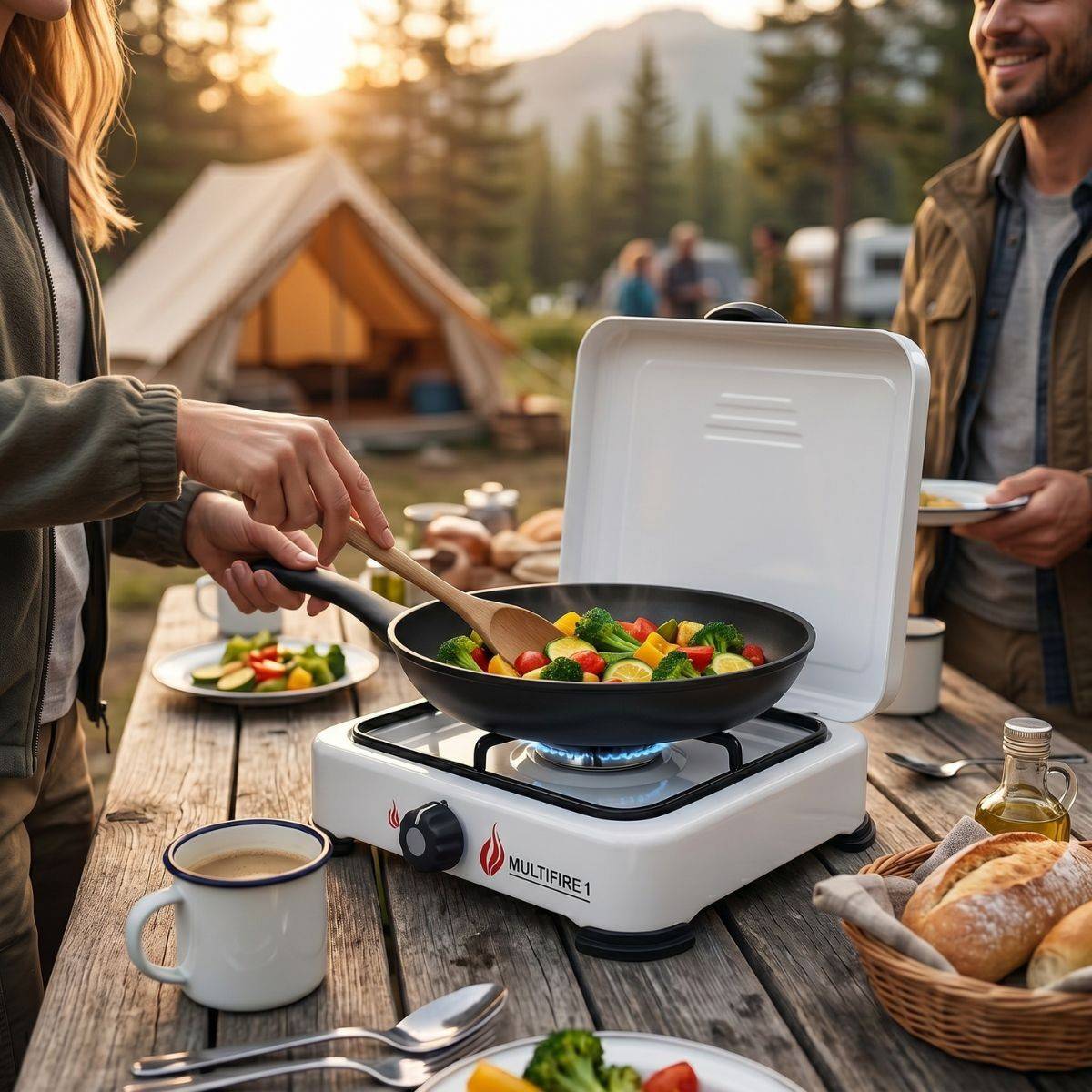 Réchaud à gaz portable 1 feu 1500W Blanc Brûleur fonte amovible Gaz butane/propane Cuisson d'appoint Exterieure Camping GOLD - Image 3