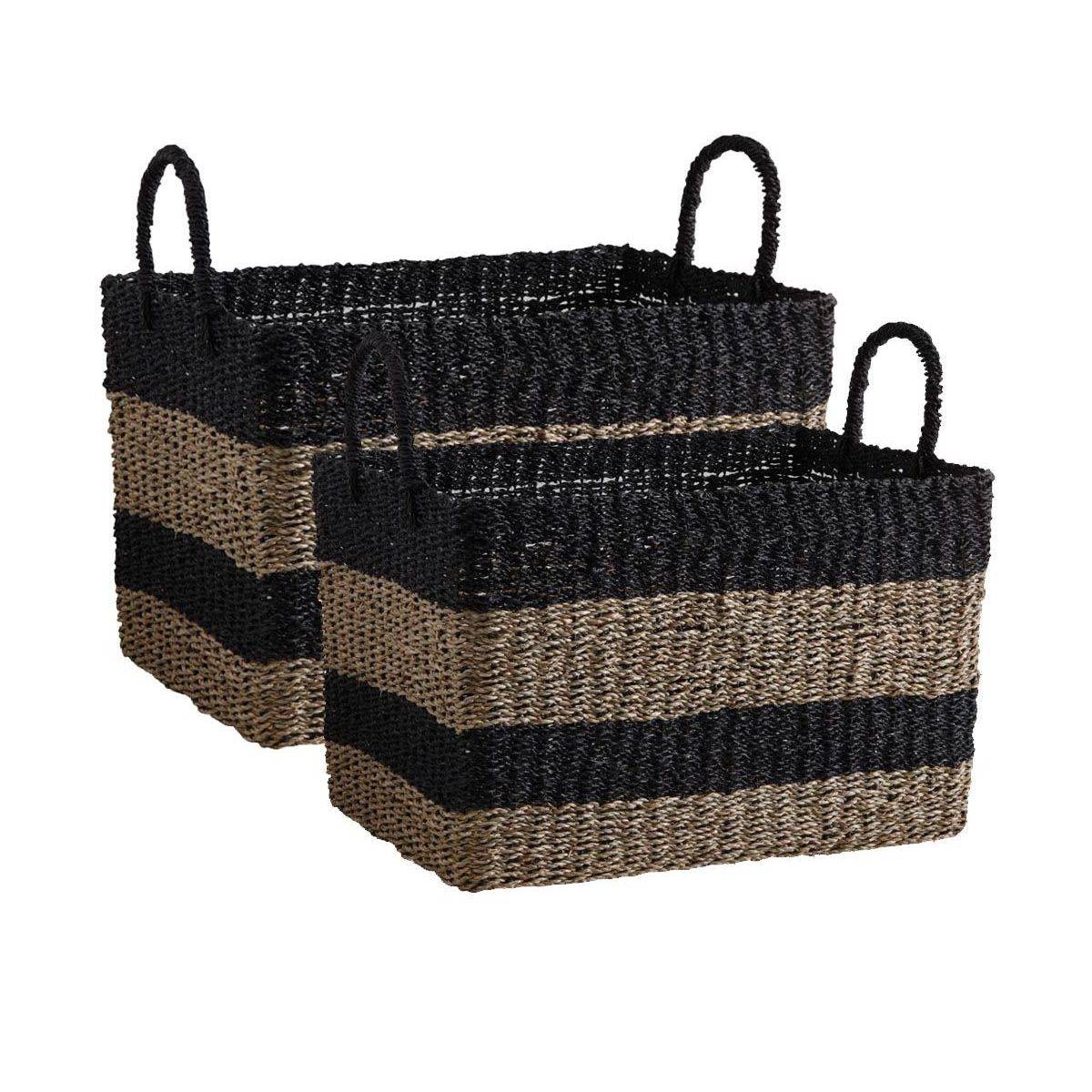 Aubry Gaspard - Corbeille de rangement en jonc et corde (Lot de 2) - Image 1