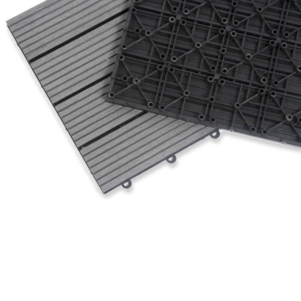 Dalles terrasse en composite effet bois - Lot de 5 Unité Gris - Image 3