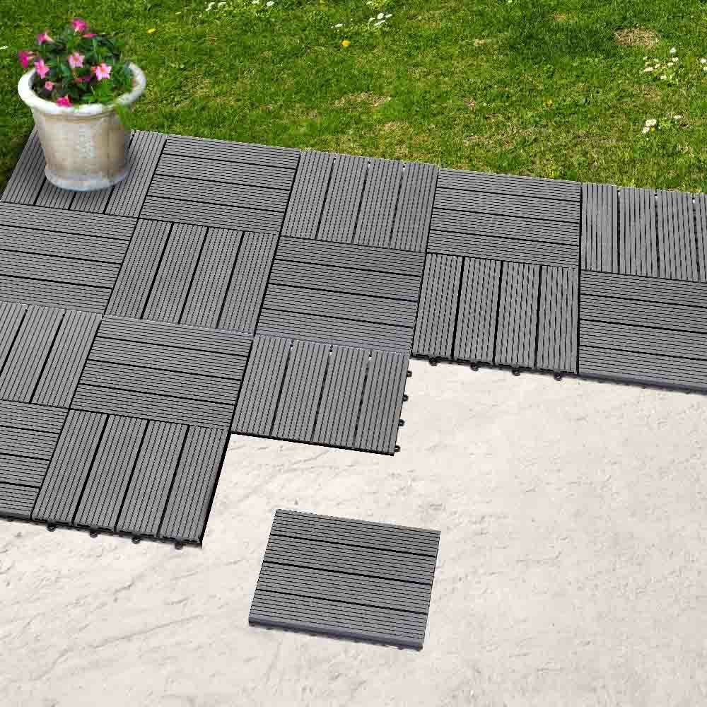 Dalles terrasse en composite effet bois - Lot de 5 Unité Gris - Image 5