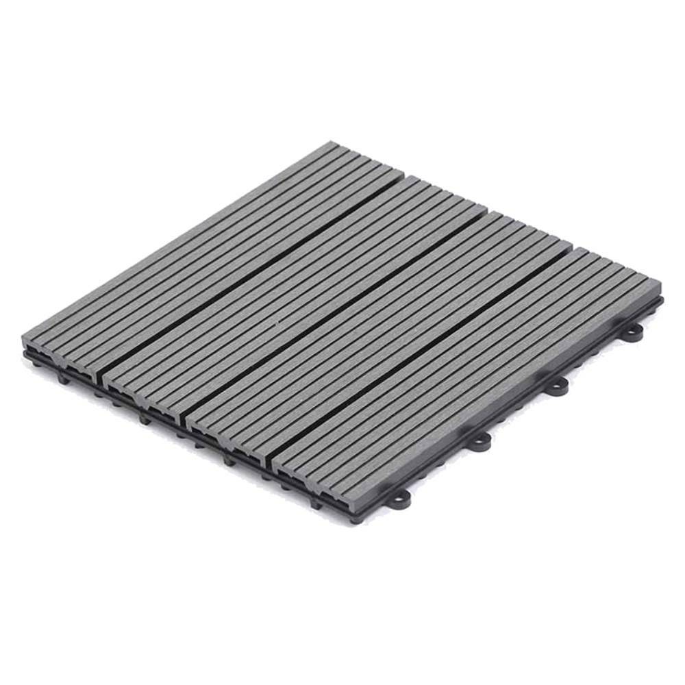 Dalles terrasse en composite effet bois - Lot de 5 Unité Gris - Image 1